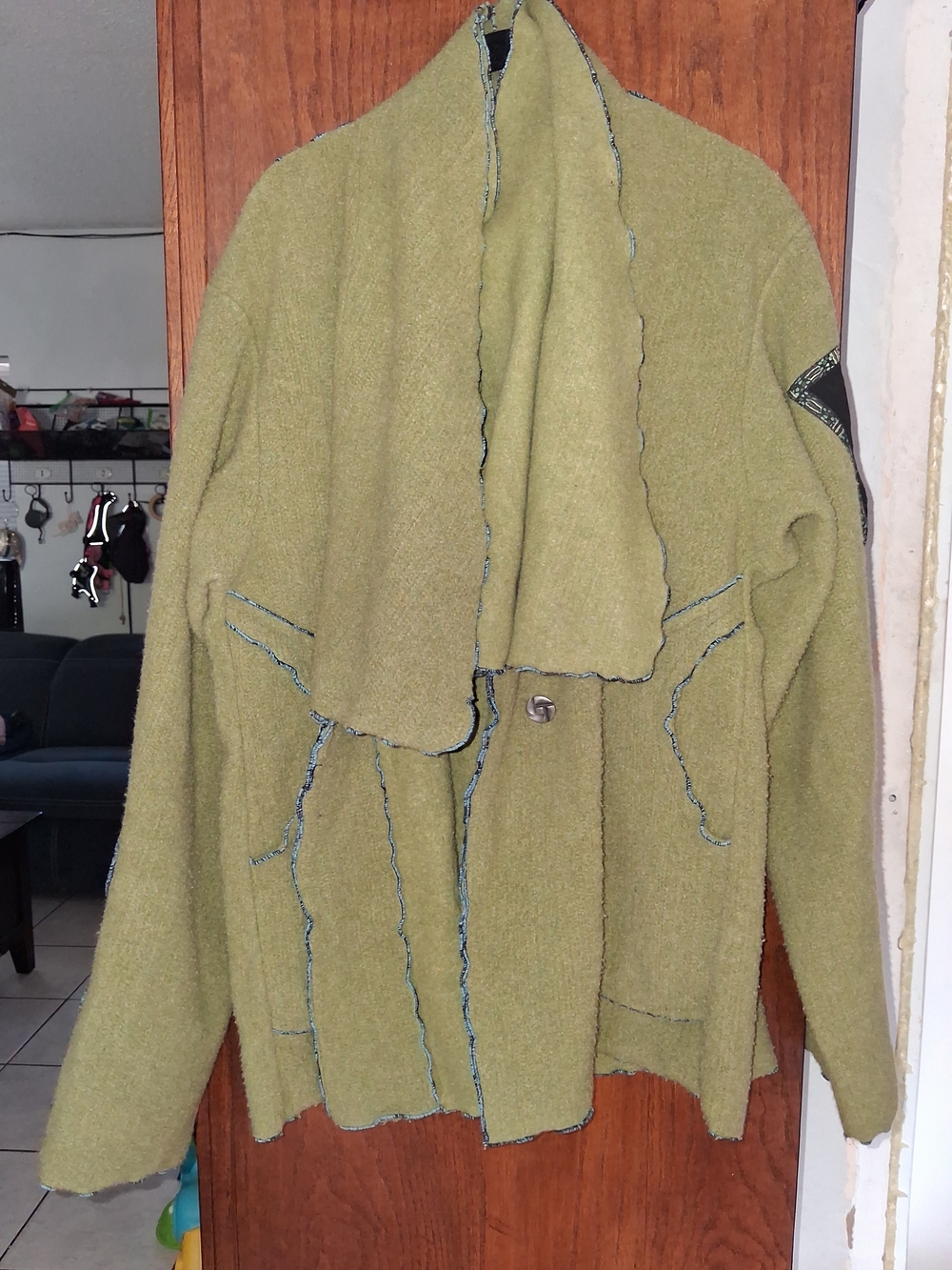 Women’s Olive Open-Front Shawl-Collar Cardigan
